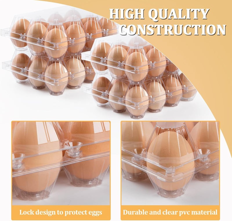 APOCHON 120 Pack Egg Cartons 12 Count, Plastic Egg Cartons Cheap Bulk for Fresh Eggs, Reusable Egg Holder Egg Trays for Home and Farmer's Markets Display, Medium Egg Containers for Refrigerator - Image 3